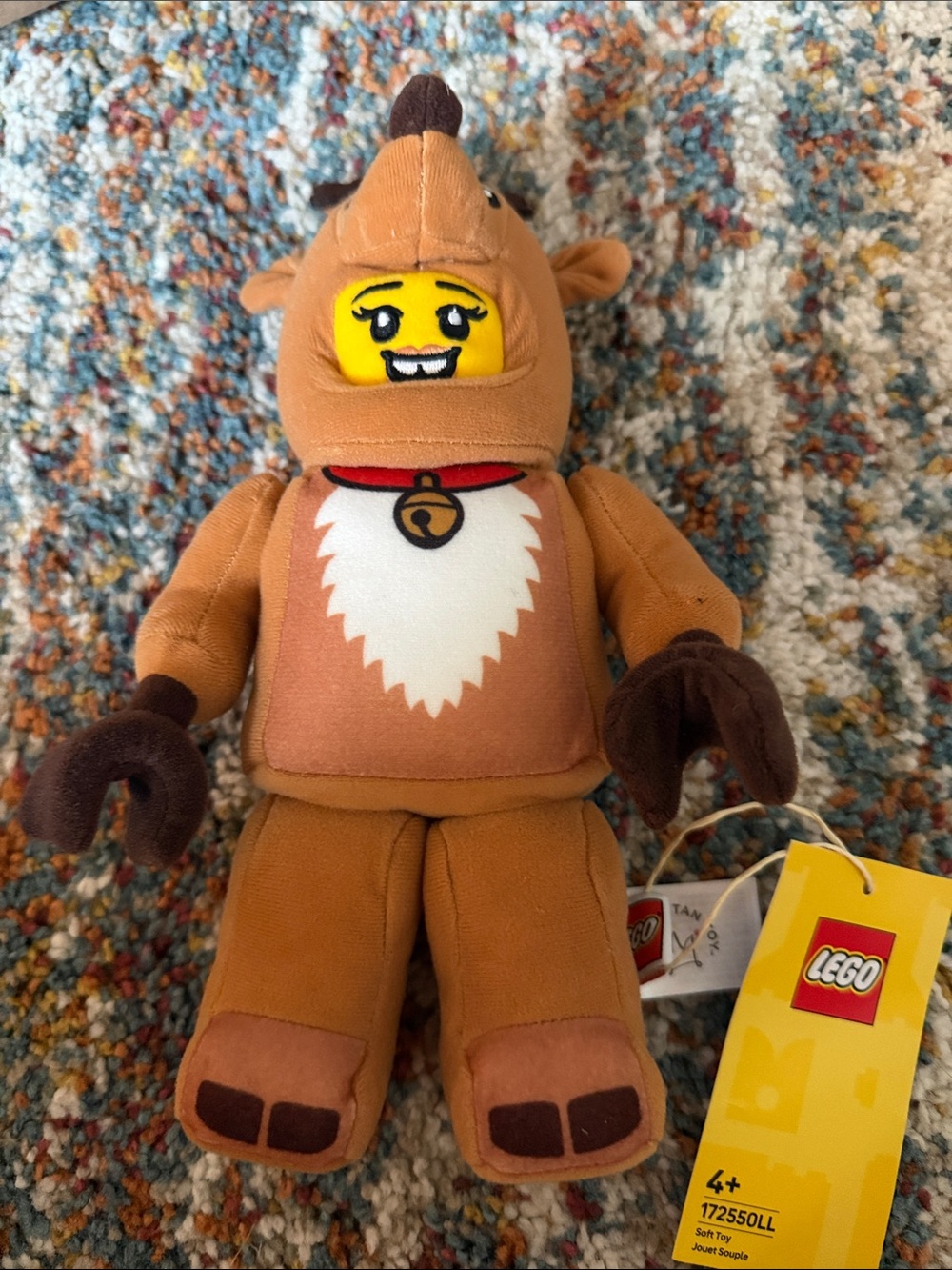 Lego Brown and Dark Brown Reindeer Minifigure Plush with Yellow Face